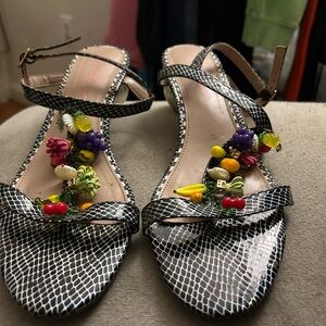 Betsey Johnson Black and White Embellished Women's Sandals